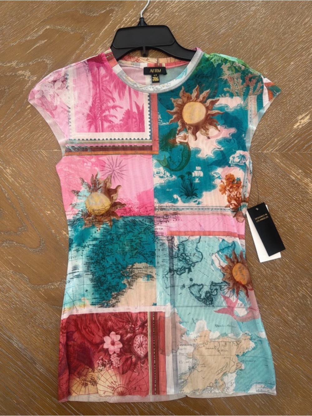 NWT AFRM Women’s Sheer Tropic Postcard Top Size S